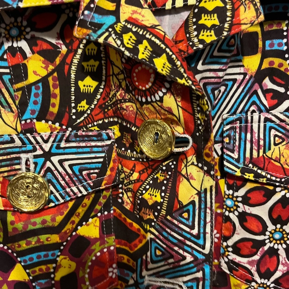 Berek Abstract Artsy Colorful Button Front Lightw… - image 2